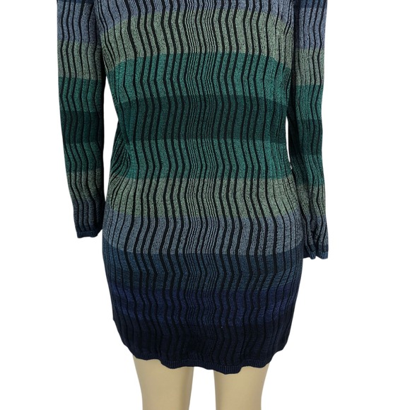 Chico's Multicolor Ombre Ribbed Wave Knit Open Front Cardigan Sweater Size M - Picture 6 of 14